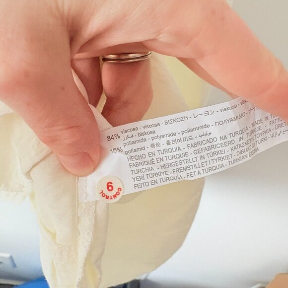 Zara Rhinestone Button Tiered Mini Dress Oyster White NWT Size XL - Picture 5 of 5